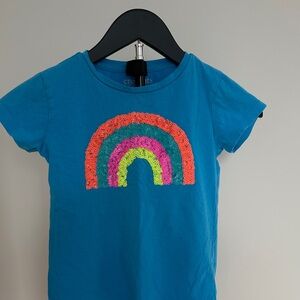 Crewcuts Blue Tee with Colorful Sequin Rainbow